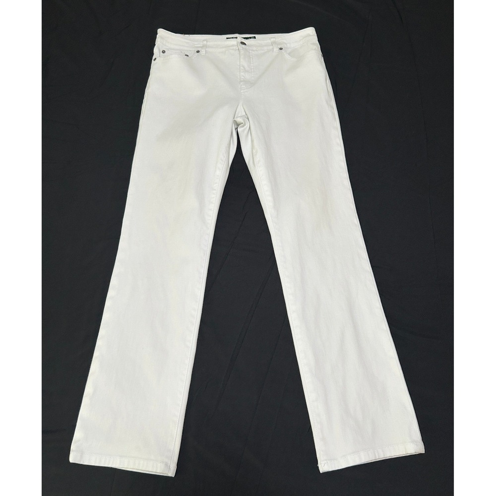 Lauren Ralph Lauren Womens White Straight Leg Stretch Jeans Denim Pants Size 10